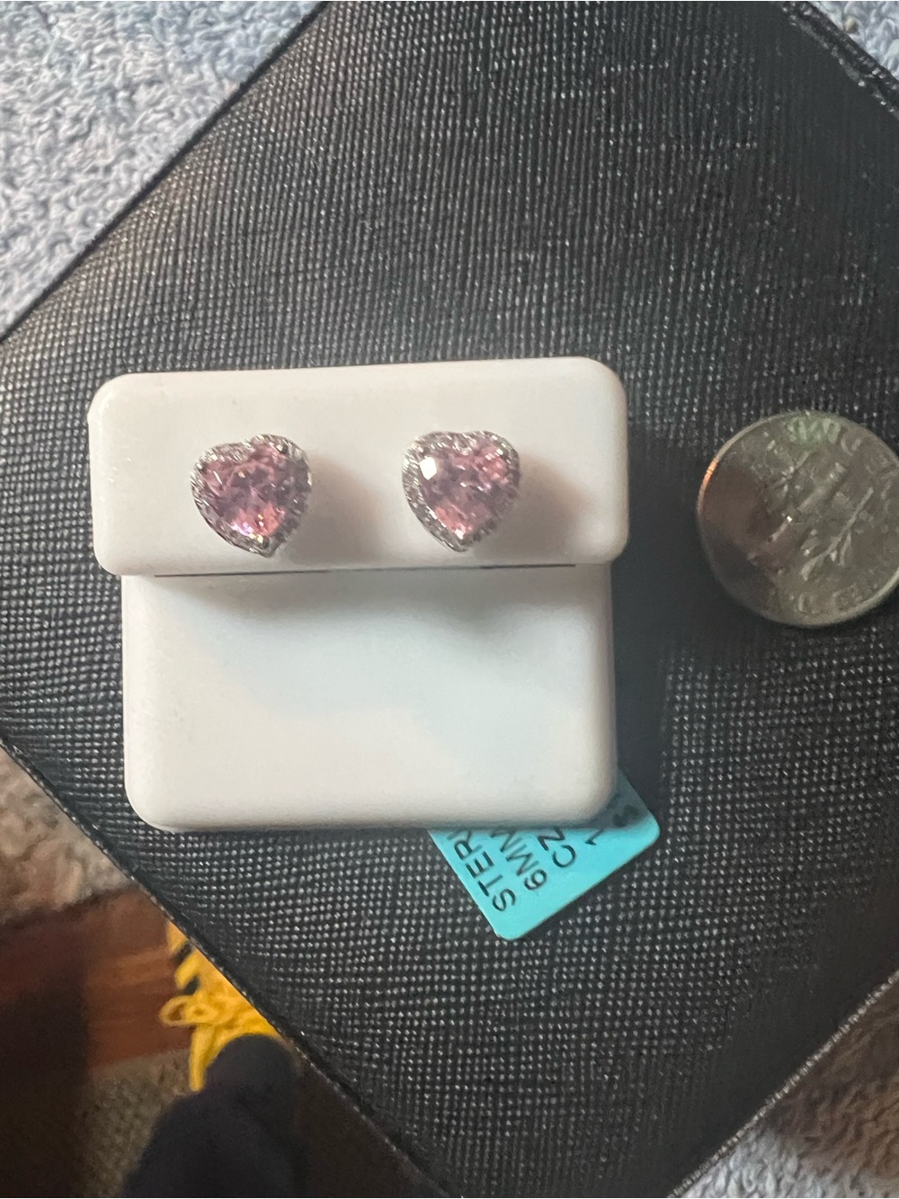 Pink Heart Cubic Zirconia Stud Earrings - Sterling Silver